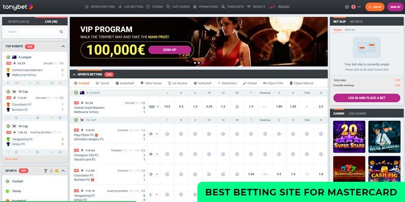 Tonybet bookmaker for MasterCard - home page