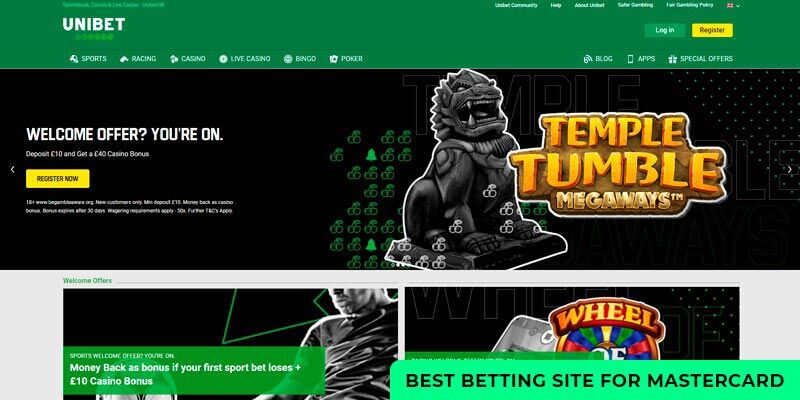 Unibet bookmaker for MasterCard - promo page