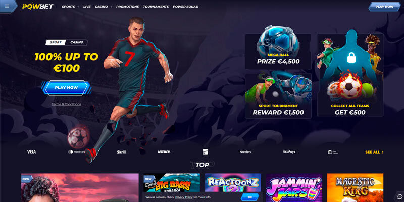 New bookmaker Powbet main page