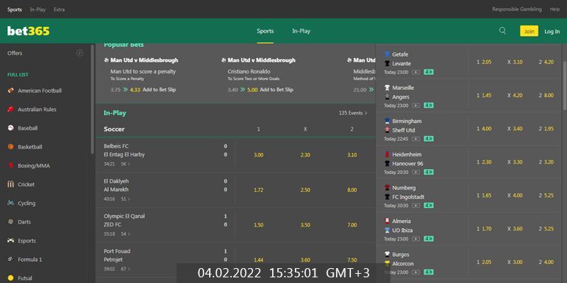 bet365 sports page