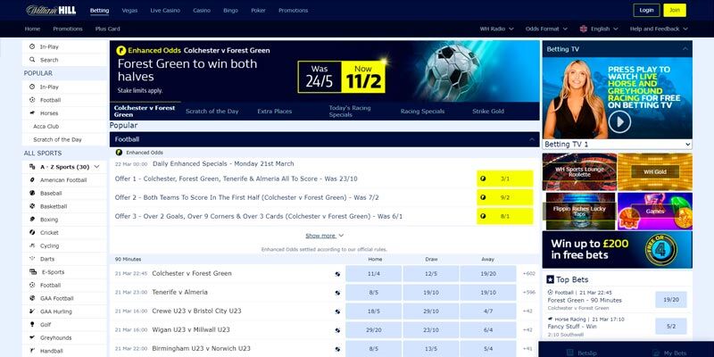 William Hill home page