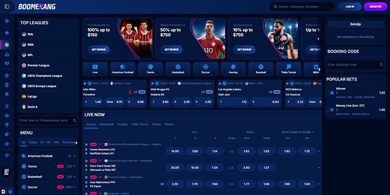 Screenshot of the Boomerang-bet sport page