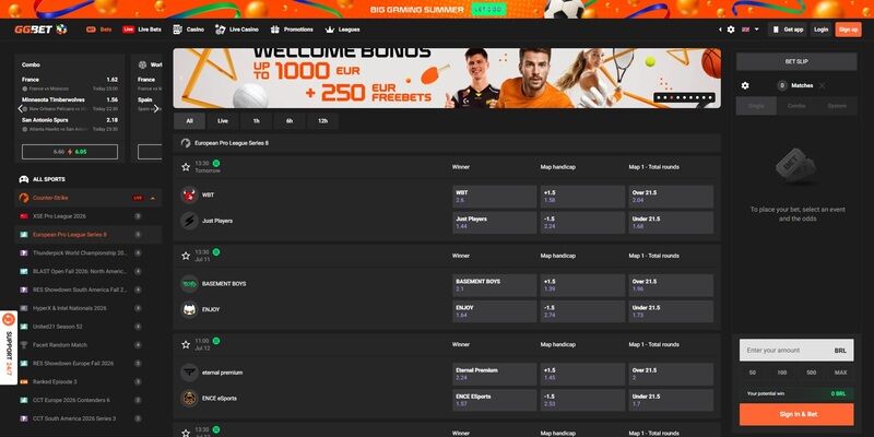 Screenshot of CS2 betting at GGBET
