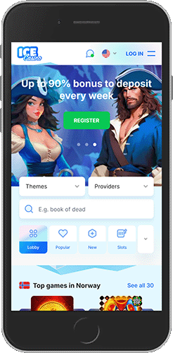 Mobile screenshot of the Ice Casino casino page