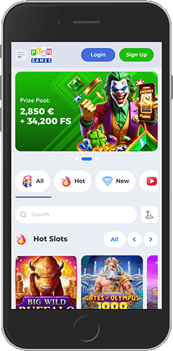 Mobile screenshot of the Plangames casino page
