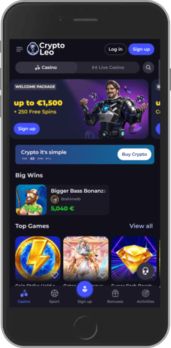 Image of casino app for CryptoLeo