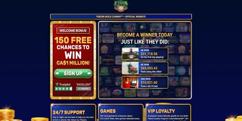 The screenshot of Yukon Gold Casino main page