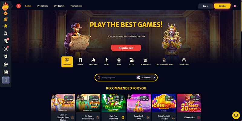 Screenshot of the Hellspin casino page