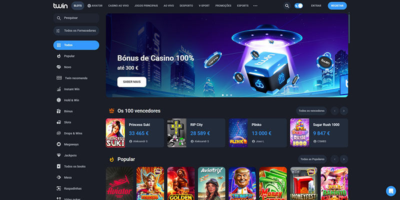 Screenshot of the Twin casino page