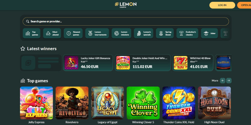 Lemon Casino desktop screenshot