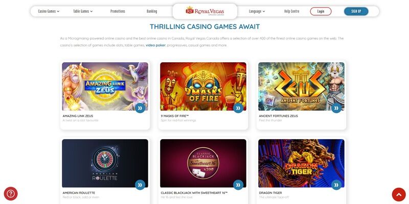 Screenshot of casino at Royal Vegas