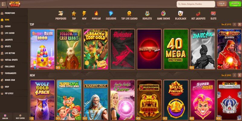 Screenshot of the Stonevegas Casino page