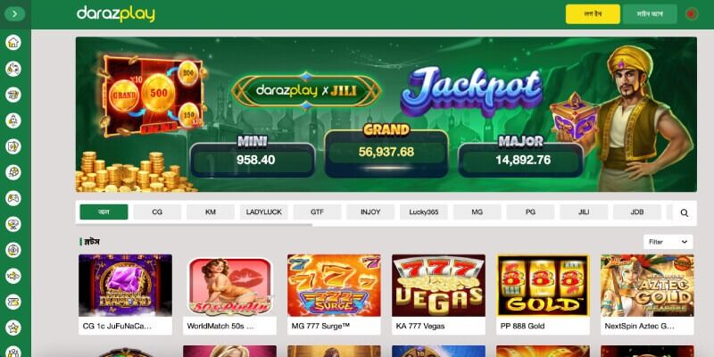 Screenshot of the Darazplay casino page