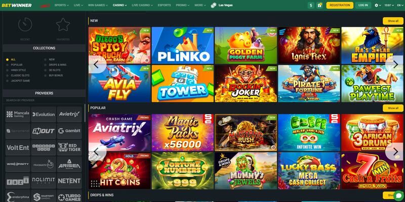 Image of Betwinner casino page