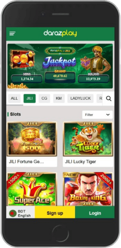 Screenshot of DarazPlay live casino page