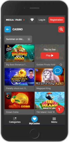 Screenshot of Megapari live casino page