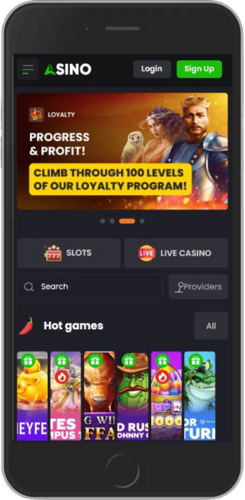 Screenshot of Asino live casino page