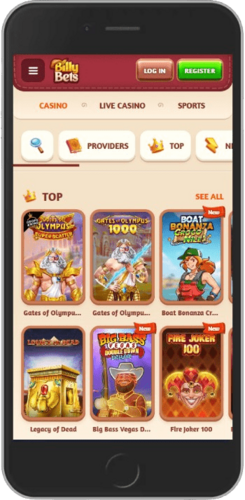 Screenshot of Billybets live casino page