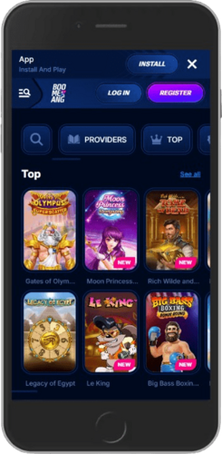 Screenshot of Boomerang live casino page