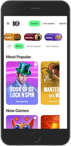 Screenshot of 10Bet live casino page