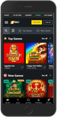 Screenshot of 1Bet live casino page