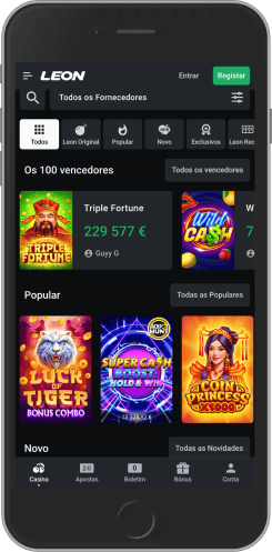 Screenshot of Leon casino page
