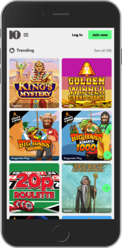 Screenshot of 10Bet casino page
