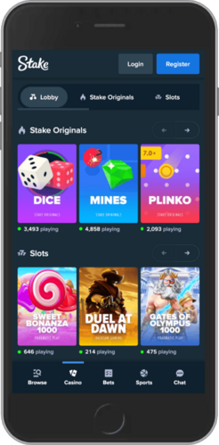 Screenshot of Stake casino page