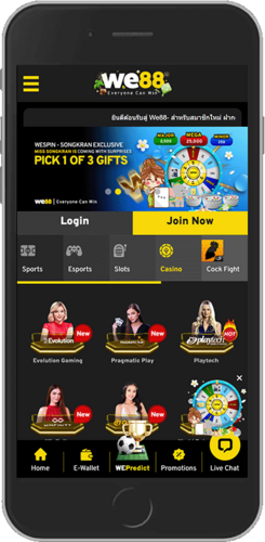 Screenshot of WE88 live casino page