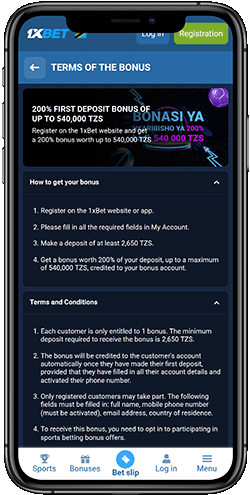 1xBet 200% matched bonus up to TZS 350,000