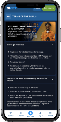 300% first deposit bonus of up to 8,190 ZMW