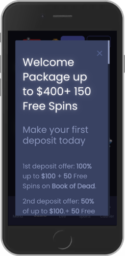 Welcome Package up to $400+ 150 Free Spins
