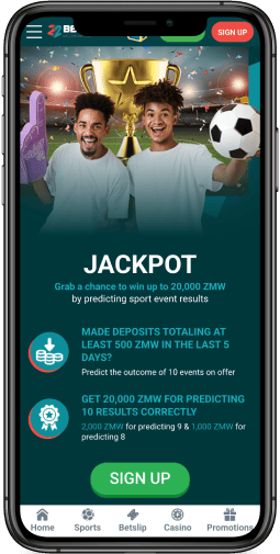 Mobile screenshot of the 22bet Jackpot Bonus