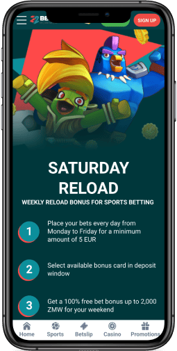 Mobile screenshot of the 22bet Saturday Reload Bonus