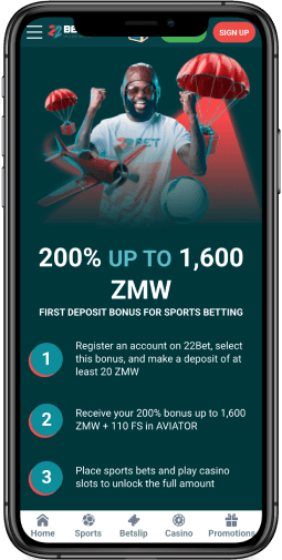 Mobile screenshot of the 22bet welcome bonus