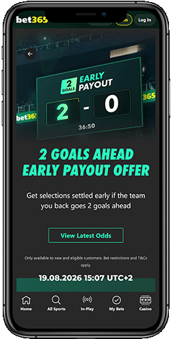 Screenshot of the bet365 Early Payout Offer bonus
