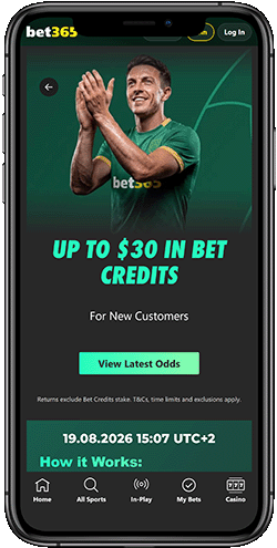 Mobile screenshot of the bet365 Open Account Offer