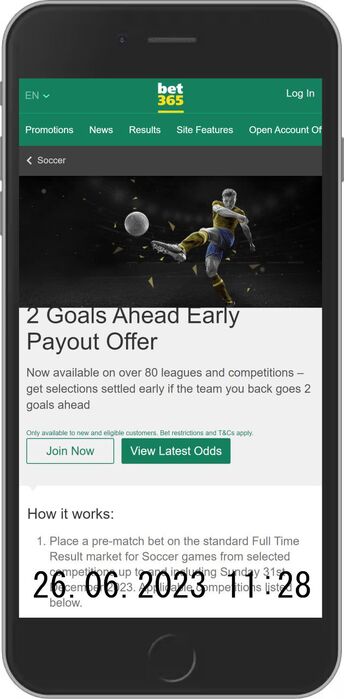 2 Goals Ahead – Early Payout Offer