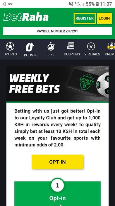 Earn up to 1000 KSH in free bets every week