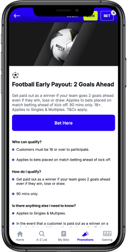 Score with the 2 Goals Ahead Early Payout!
