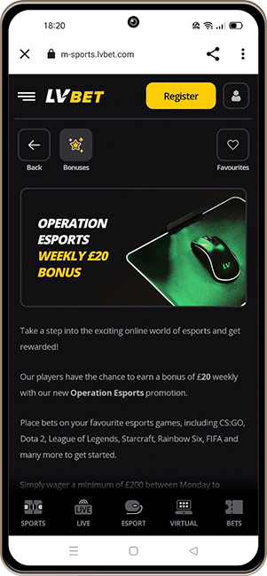 Weekly £20 Bonus on Operation Esports