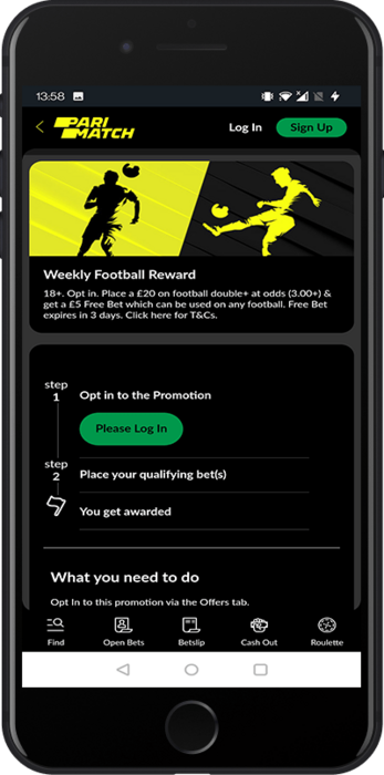 Parimatch weekly football reward