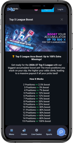 Mobile screenshot of the League Boost bonus