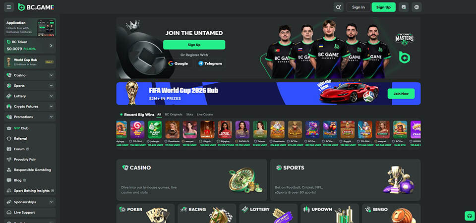 Screenshot of the BC.GAME World Cup page