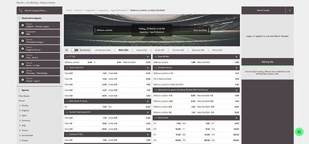 Screenshot of the 10Bet sport page