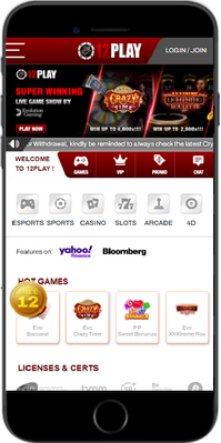 Mobile screenshot of the 12Play main page