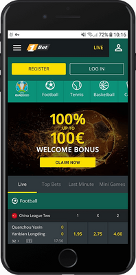 Mobile screenshot of the  1bet homepage