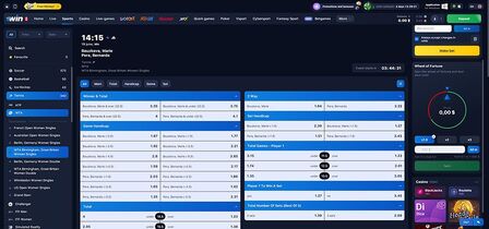 Screenshot of the 1win sport page