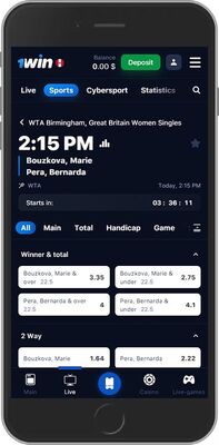 Mobile screenshot of the 1win sport page