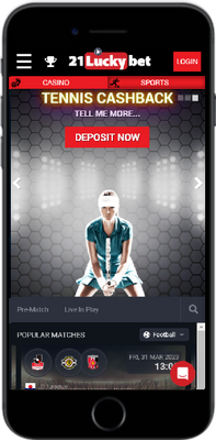 Mobile screenshot of the  21LuckyBet home page